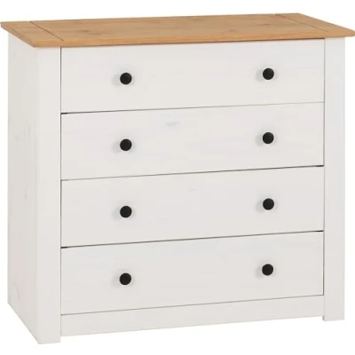 Image of Seconique Chest of Drawers, Engineered Wood, White/Natural Wax, W 800mm x D 405mm H 730mm
