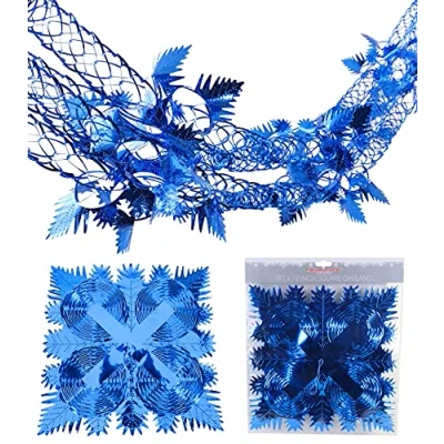 Image of Christmas Concepts® 9ft x 1ft Large Square Foil Garland Festive Hanging Decoration Trimming (Royal Blue)
