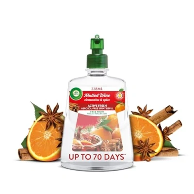 Image of Air Wick Aerosol Free Automatic Freshener Spray Mulled Wine Refills 24x7 Active Fresh Odour Neutraliser Lasts Up to 70 Days