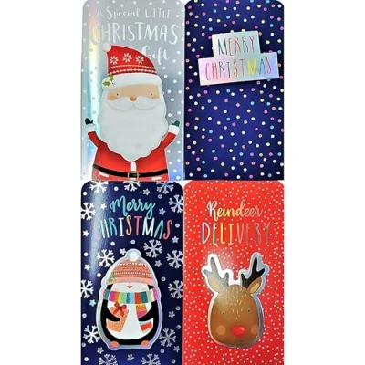 Image of 4 3D Christmas Money Wallets &amp; Envelopes Foil Characters Kids/Boys/Girls
