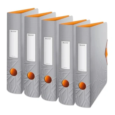 Image of Leitz 180 Active Urban Chic A4 Lever Arch File, Grey, Curved Spine 65mm Width, Elastic Fastening, Light polyfoam, Chic, 11170088