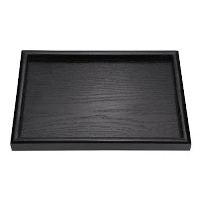 Image of Food Tray Rectangle Solid Black Wood Tea Coffee Snack Meals Serving Plate for Restaurant (30 * 20 2cm)