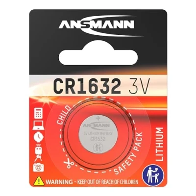 Image of Ansmann CR1632 Coin Battery [Pack of 1] Lithium 3V Button Cell Ideal For Calculators, Cameras, Heart Rate Monitors, Toys, Garage Door Openers, Car Key Remotes and Watches