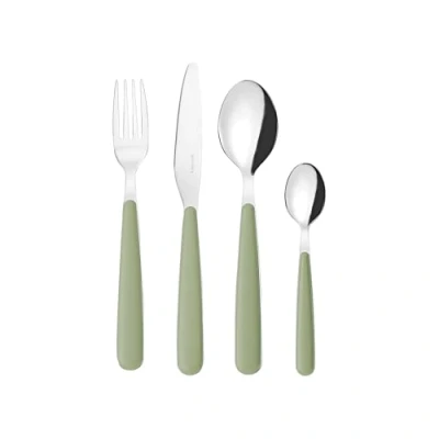 Image of Guzzini 127500176 Cutlery Set, Stainless Steel, Sage Green