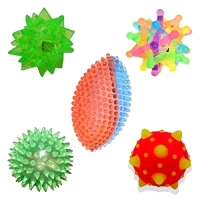 Image of Playlearn 5 Flashing Ball Sensory Light Up Balls for OCD ADHD ADD &amp; Autism High Anxiety Levels Spiky Stress Relief Fidget