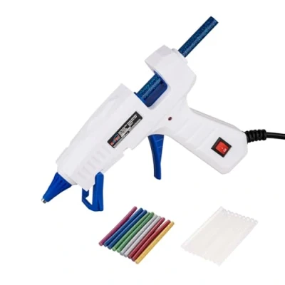 Image of KATSU Tools Hot Glue Gun, 30W Electric Melt Gun with 20PCs 7x100mm Coloured and Clear Sticks, Fast Heating, for DIY Craft Hobby Home Quick Repairs 323130