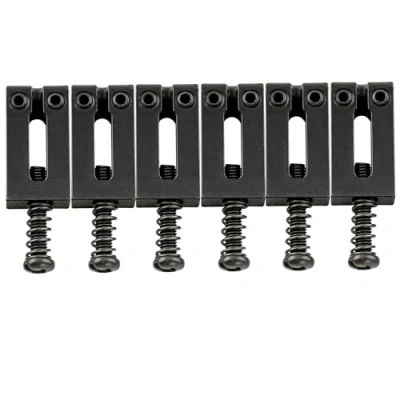 Image of Musiclily Pro 10.5mm Stainless Steel Modern Guitar Tremolo Bridge Saddles for Fender Strat Stratocaster Tele Telecaster Electric Guitar,Black (Set of 6)