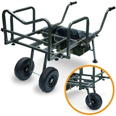 Image of Carp Fishing Barrow With Storage Bag Double or Single Wheel Trolley DYNAMIC