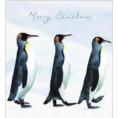 Image of Woodmansterne 5 Penguin Patrol Christmas Cards Charity UK Made Xmas
