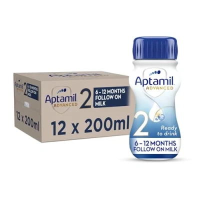 Image of Aptamil Advanced 2 Follow On Baby Milk Ready to Use Liquid Formula, 6 12 Months, 200 ml (Pack of 12)