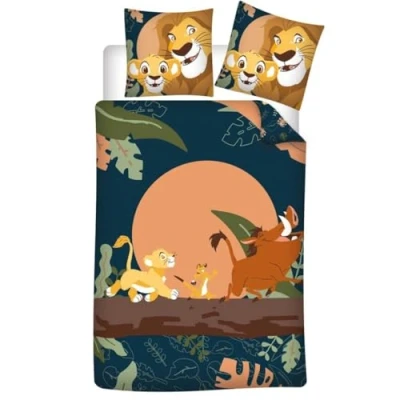 Image of Lion King Bedding Set with Simba, Timon and Pumba, Polycotton, Duvet Cover 140 x 200 cm + Pillowcase 65