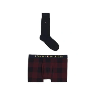 Image of Tommy Hilfiger Men&#039;s Trunks &amp; Socks Gift Set, Multicolor (Buffalo Check/Des Sky), S