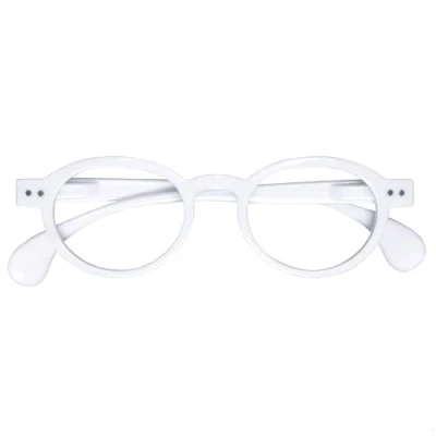 Image of OPULIZE OCA Reading Glasses Modern Retro Round Frame Shiny White Mens Womens Spring Hinges R54 W +1.00