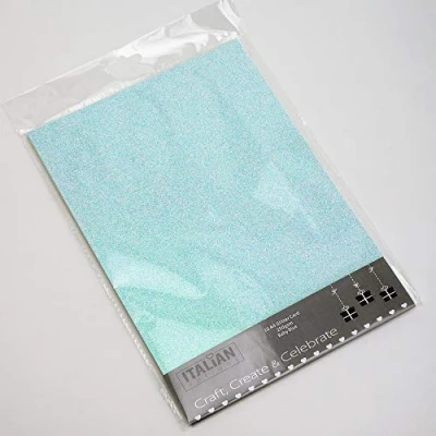 Image of Italian Options 250GSM Non Shed Glitter Card Craft Paper 10 Sheets, A4 Size, Baby Blue