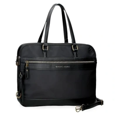 Image of Pepe Jeans Morgan Laptop Bag Black 41x30x14cm Polyester and PU by Joumma Bags, Black/White, One Size,