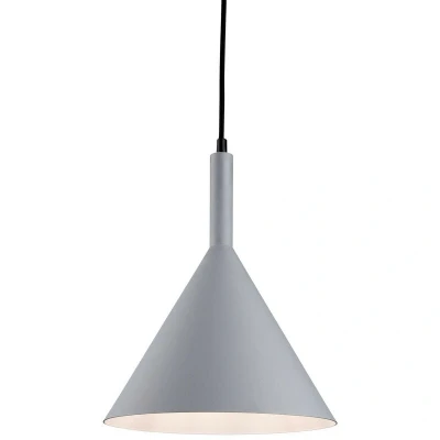 Image of Everest 1 Light Dome Ceiling Pendant Grey with White Inside, E27