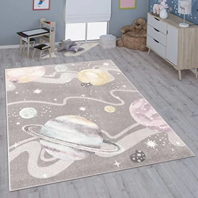 Image of Paco Home Children&#039;s Rug Child&#039;s Room Girls Boys Various Motifs And Sizes, Size:240x340 cm, Colour: Cream Pink Grey