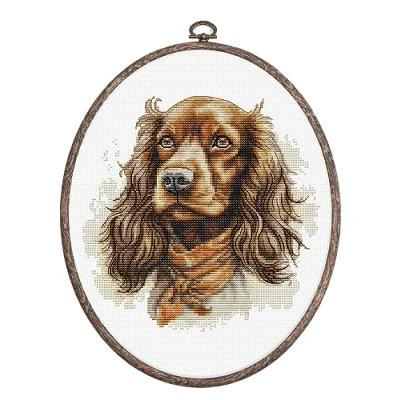Image of Luca S Cross Stitch Kit with Hoop Included The Cocker Spaniel