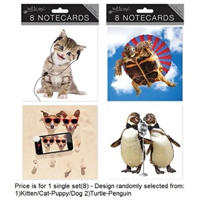 Image of Tallon 8 Large Square Note Cards Crazy Animals Design Pack of (Random Design)