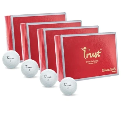 Image of Trust Bison Soft, K5 Model, Urethane Covered, Swing Speed 95 mph or Slower, 3 Piece Golf Ball, Super Soft Feel, Green Side Control with Distance (4 Dozen, White)