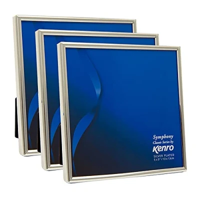 Image of Kenro Box of 3 Silver Plated Photo Frame 3.5x3.5 Inch / 9x9cm Symphony Classic Series SY0909