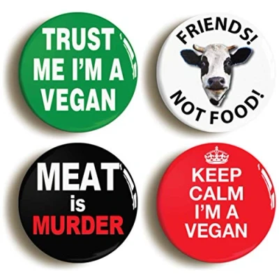 Image of VEGAN BADGE BUTTON PIN SET (Size is 1inch/25mm diameter)