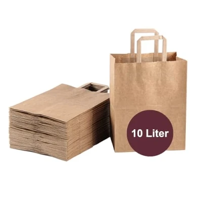 Image of ZURAS® 50 pieces paper bin liners 10 l organic waste bags with handle for made of wet strength &amp; tear resistant