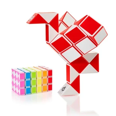 Image of CUBIDI® Original Magic Snake 36 Blocks Red Puzzle Games for Children and Adults Ideal as Party Bags Children&#039;s Birthday, Birthday Favours or Small Gifts