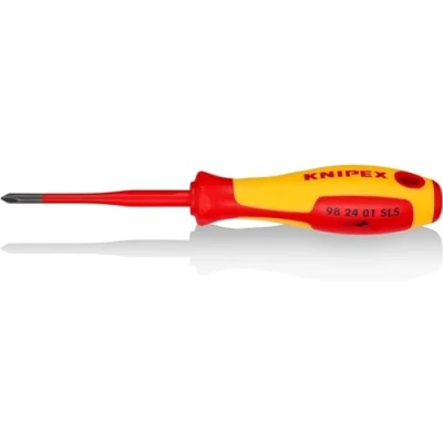 Image of Knipex (Slim) PlusMinus screwdriver Phillips® burnished, insulating multi component handle, VDE tested 187 mm 98 24 01 SLS