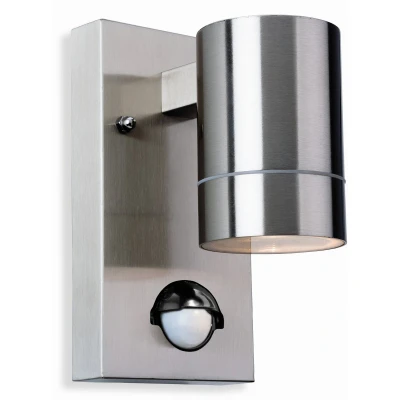 Image of Colt 1 Light Single Outdoor Wall Light, PIR Stainless Steel IP44, GU10