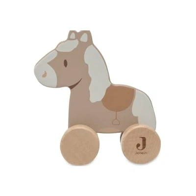 Image of Jollein 112 001 67103 Wooden Toy on Wheels, Horse
