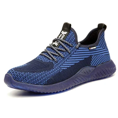 Image of Safety Shoes Trainers Mens Women Lightweight Breathable Work Steel Toe Caps Sneakers Blue
