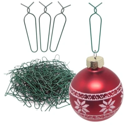 Image of com four® 150x hooks for Christmas tree decorations hangers balls quick reusable metal ball pendants