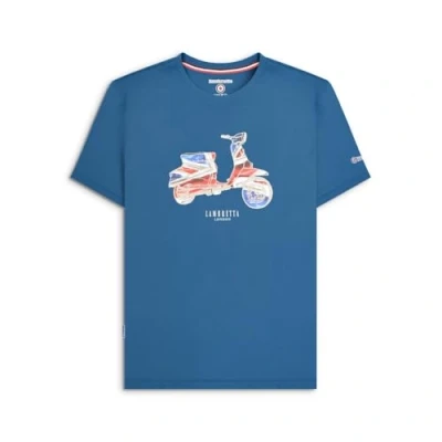 Image of Lambretta Mens Scooter Flag Short Sleeve Crew Neck T Shirt Dark Blue XL