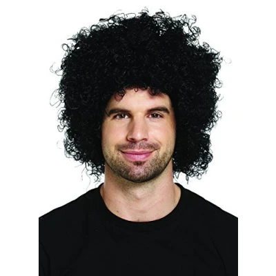 Image of Black Afro Fancy Dress Adult Wig