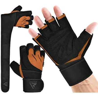 Image of RDX Weight Lifting Gloves with Wrist Support, 50 CM Long Straps, Anti Slip Padded Palm Protection, Breathable Gym Grip for Fitness Training Workout Powerlifting, Men Women Bodybuilding Exercise