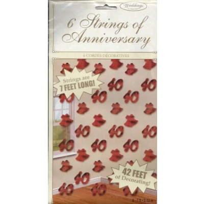Image of Amscan International 40th Anniversary Hanging String Decorations, Pack of 6