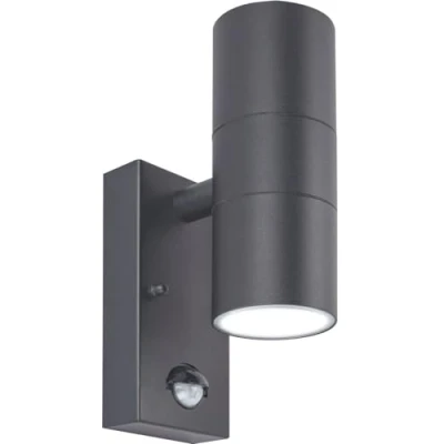 Image of Luceco Slate Grey Stainless Steel Exterior Decorative Gu10 Up or Down Wall Light with Pir Motion Sensor Ip44