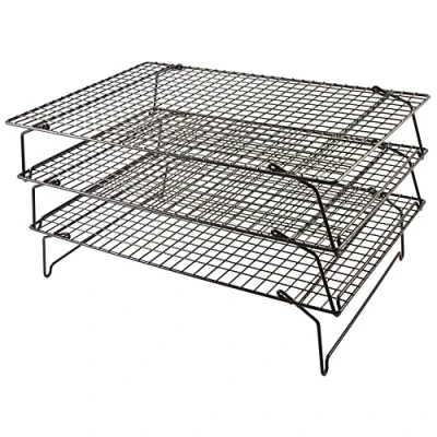 Image of Tala 3 Tier Non Stick Cooling Rack Space Saving Collapsible Oven Racks Cake For Baking Freshly Baked Muffins, Cookies &amp; Biscuits Tools Accessories, 40 x 25cm