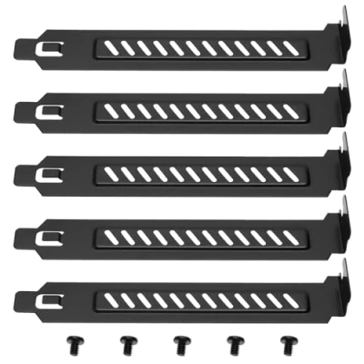Image of LT Easiyl 5pcs Alloy Steel PCI Slot Cover Bracket Full Profile Expansion Plate Black with Screws for PC Case Airflow and Dustproof, 120x20x12mm