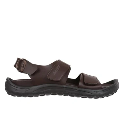 Image of MBT NAGANO Men&#039;s Leather Sandals with Buckle Closure. Lightweight and Comfortable Spring Summer Footwear Physiological for Comfort Stability. Recovery Dressing. Brown Color