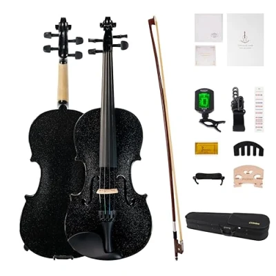 Image of PHOENIX Violin for Beginners Students,Acoustic 4/4,Full Size (Black, Full)