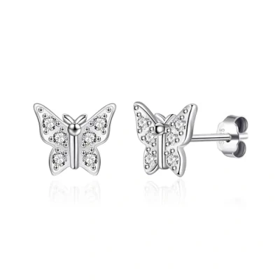 Image of Philip Jones Sterling Silver Butterfly Earrings Created with Zircondia® Crystals