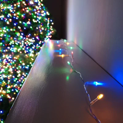 Image of Premier 100 Timelights Battery Operated 10m Clear Cable Multi Action String Lights Coloured