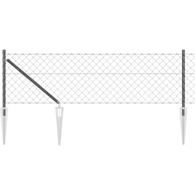 Image of vidaXL Chain Link Fence with 13 Spike Posts 0.6x25 m Galvanised Steel