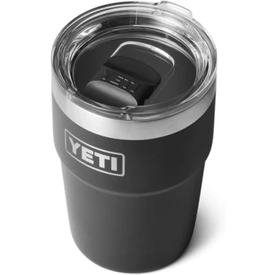 Image of YETI Rambler Cup, Vacuum Insulated Stainless Steel Stackable Cup with Magslider Lid, Black, 16 oz (475 ml)