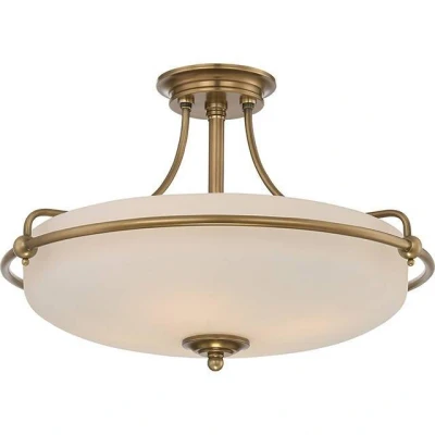 Image of Griffin 4 Light Semi Flush Ceiling Weathered Brass, E27