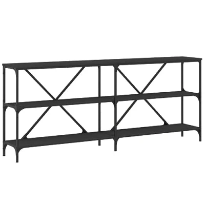 Image of vidaXL Console Table Contemporary Black Hallway Table, Ample Storage, Engineered Wood and Iron Material, Ideal for Entryway, Living Room or Bedroom