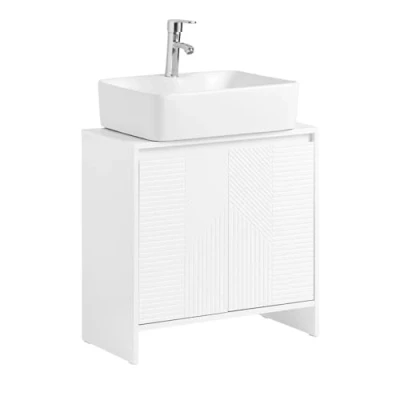 Image of SoBuy Under Sink Cabinet Bathroom Vanity Unit Storage with 2 Doors White W60 x D30 H61cm BZR157 W