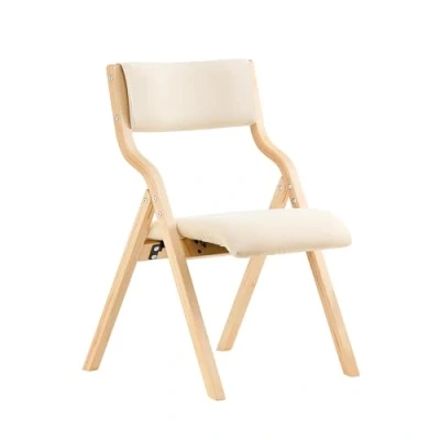 Image of SoBuy FST40 W, Wooden Padded Folding Chair, Dining Office Desk Beige